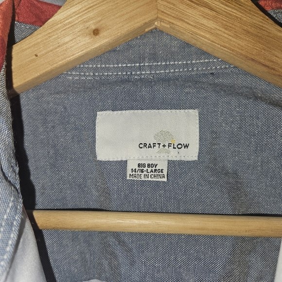 Big Boy (14-16) Flannel, Plaid Pattern Shirt - Red and Blue - Picture 7 of 9